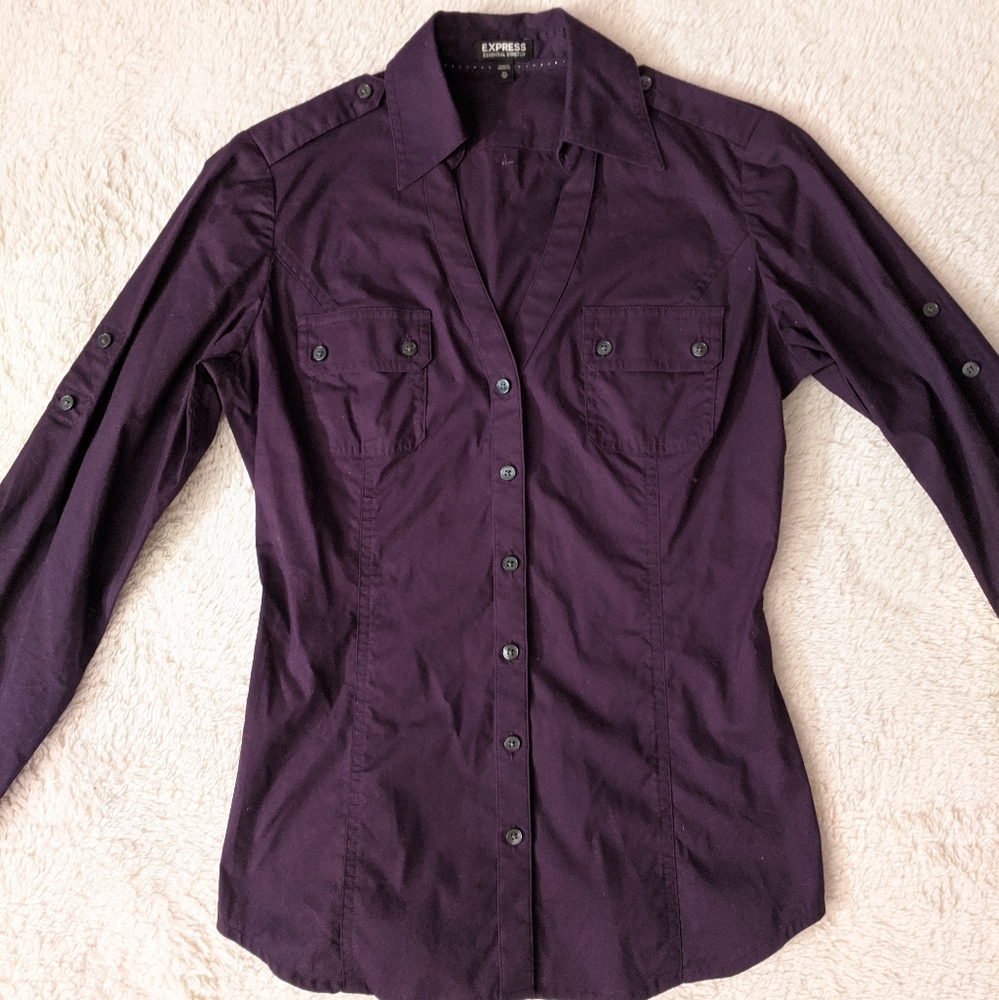Express V-Neck Button up